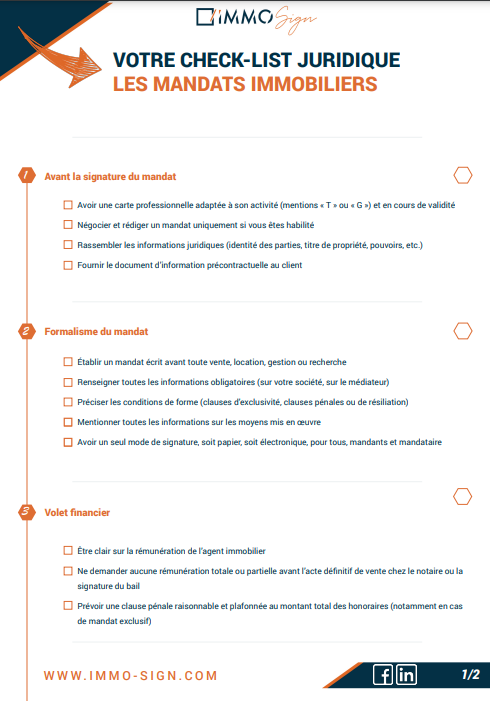 Check-list juridique des mandats immobiliers Visuel de la check-list juridique des mandats immobiliers